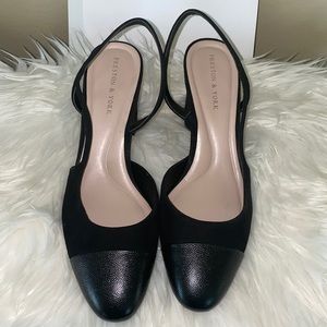 PRESTON & YORK INES SLING BLACK BLOCK HEELS (New)